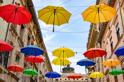 Wallpaper Mural Street decorated with colored umbrellas Torontodigital.ca
