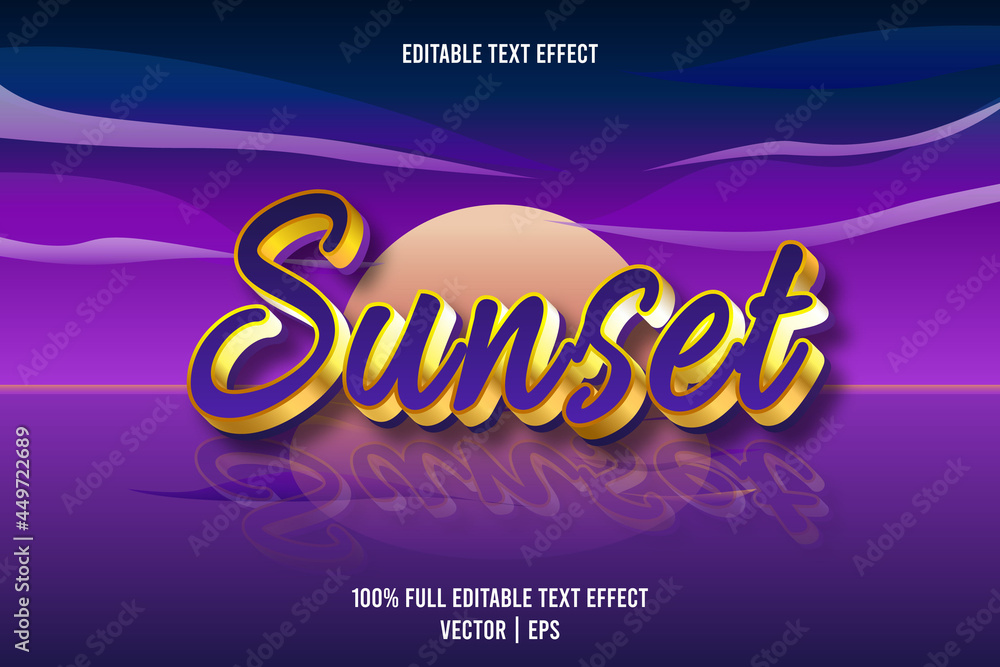 Sunset editable text effect 3 dimension emboss luxury style Sunset editable text effect 3 dimension emboss luxury style