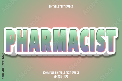 Pharmacist editable text effect 3 dimension emboss cartoon style