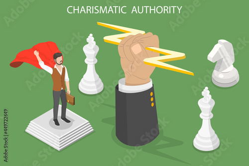 3D Isometric Flat Vector Conceptual Illustration of Charismatic Authority, Strong Leadership Skills