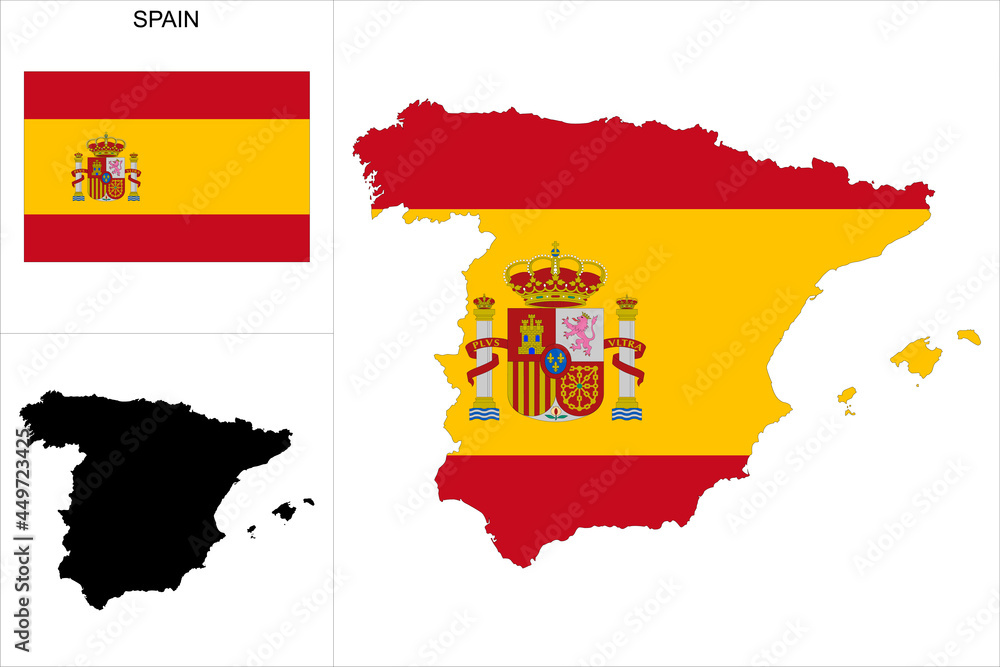 Espagne drapeau carte - carte de l'Espagne drapeau (le Sud de l