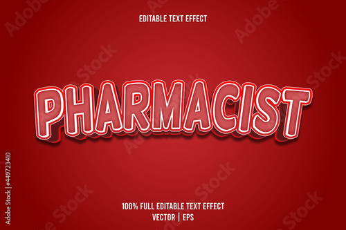 Pharmacist editable text effect 3 dimension emboss cartoon style