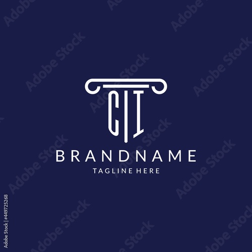 CI logo monogram with pillar shape designs