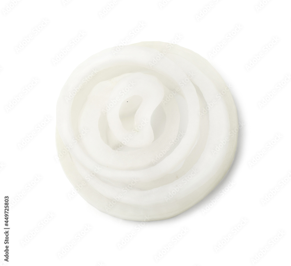 Sliced onion rings isolated on white background. Ingredients for cooking. Sliced onion rings isolated on white background. Ingredients for cooking.
