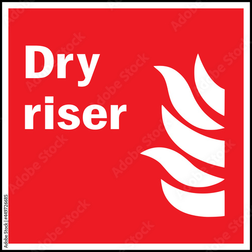 Dry riser sign. Fire safety signs and symbols.