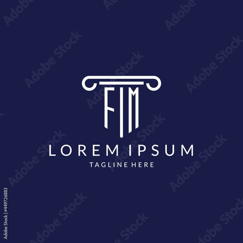 FM logo monogram with pillar shape designs