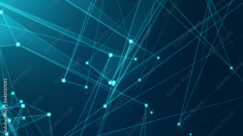 Abstract blue green polygonal 3d rendering network technology background.