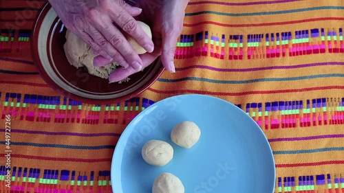 Testal or testales is a maize dough from nixtamalized corn used to elaborate corn tortillas in Mexico photo