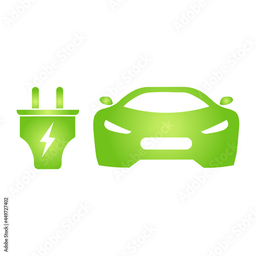 Eco electrocar icon Zero emission vehicle Battery charging station sign