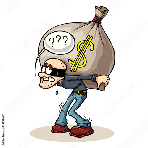 Vector cartoon illustration of an insidious robber don't get stolen.