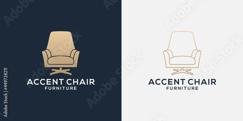 Furniture accent chairs logo design template.