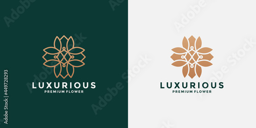 minimalist lotus flat and line logo design inspiration