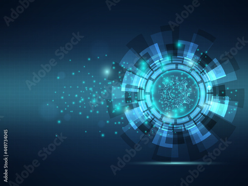 abstract futuristic cog gear wheel with wireframe