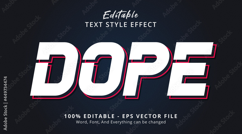 Editable text effect, Dope text on simply color style