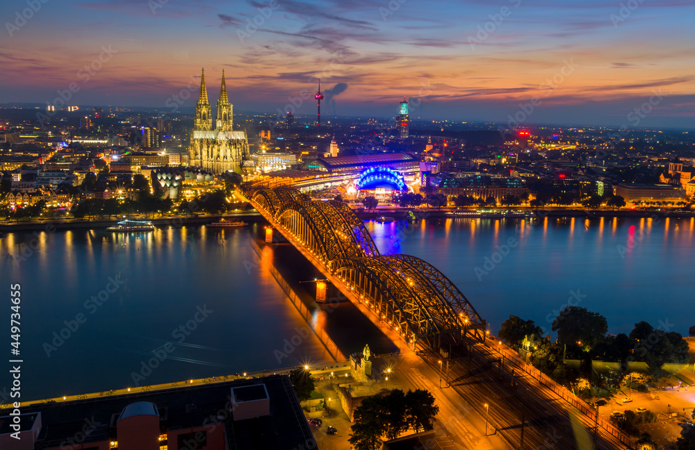 Cologne cathedral nightview from triangle roof Cologne cathedral nightview from triangle roof