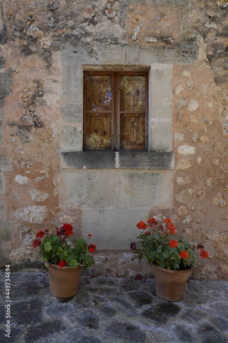 old window with flowers
