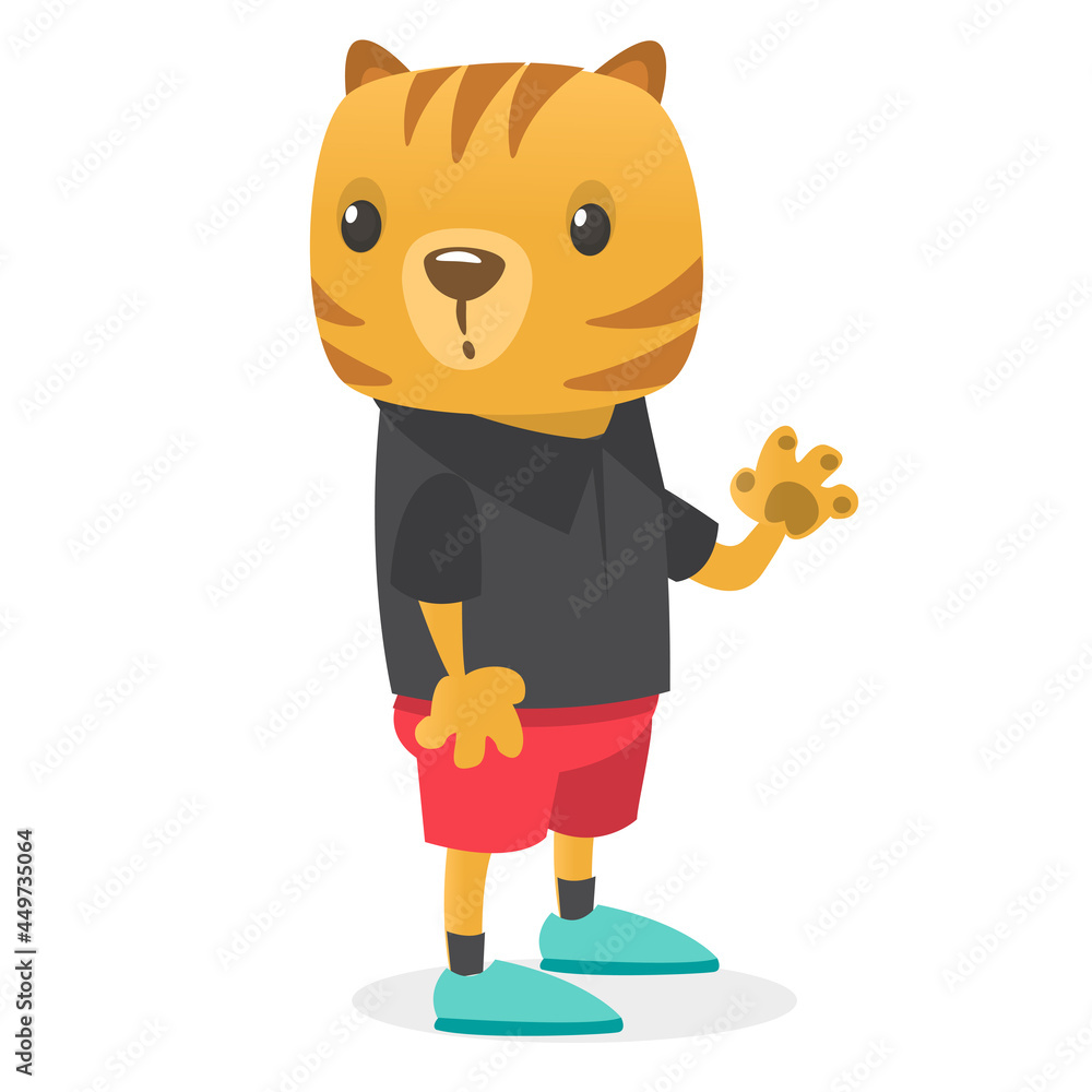 Cartoon funny and happy hamster modern fancy style wearing clothes. Vector illustration isolated.