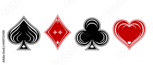 Fotografia Poker and casino suit deck of playing cards on white background.