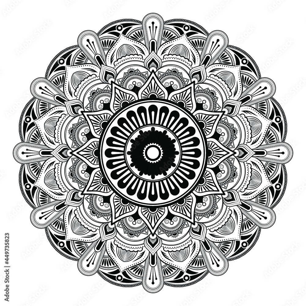 circular vector hand draw mandala floral ornament pattern. mandala for henna, Mehndi, tattoo, decoration, decorative ornament, outline doodle hand draw vector illustration