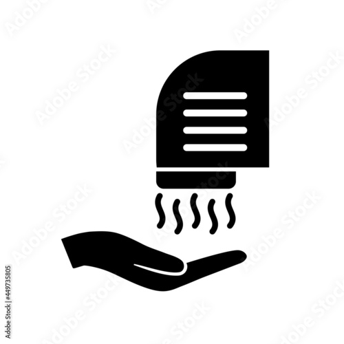 Hand dryer icon. Wash hands safely concept. Automatic hand dryer machine with sensor. No touch antivirus and antibacterial protection. Bathroom equipment, home appliances - stock vector