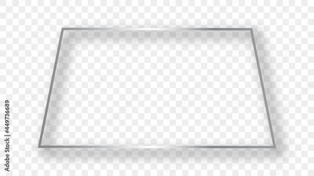Silver glowing trapezoid shape frame with shadow Silver glowing trapezoid shape frame with shadow