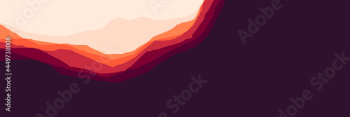 Landscape flat design vector illustration of mountain scenery good for web banner, blog banner, tourism poster design, tourism ads banner, social media template design and wallpaper design background	