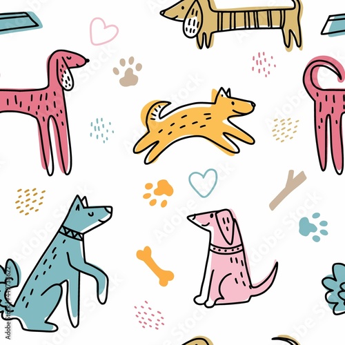 Vector pattern with funny dogs