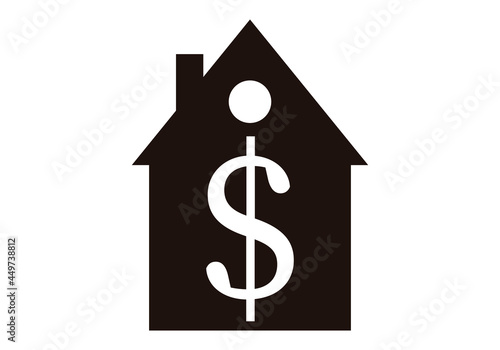 Icono negro de casa con símbolo de dolar.