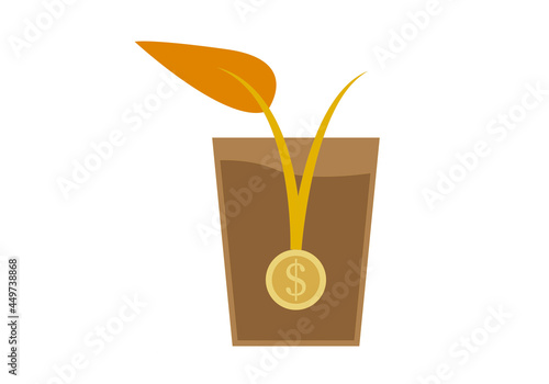 Icono de planta muerta a partir de una moneda de dólar representando la crisis.