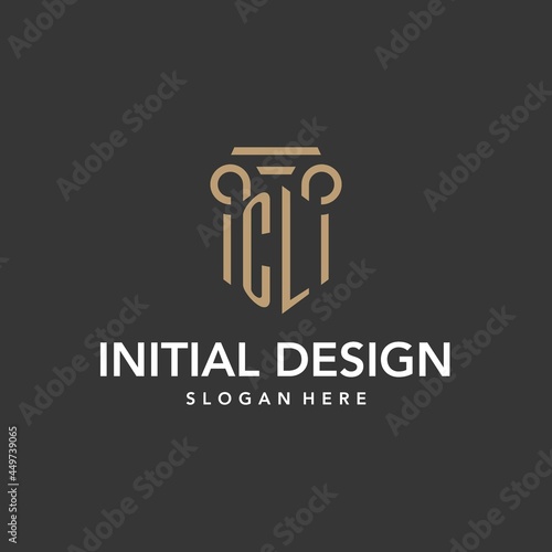 CL logo monogram with pillar style design