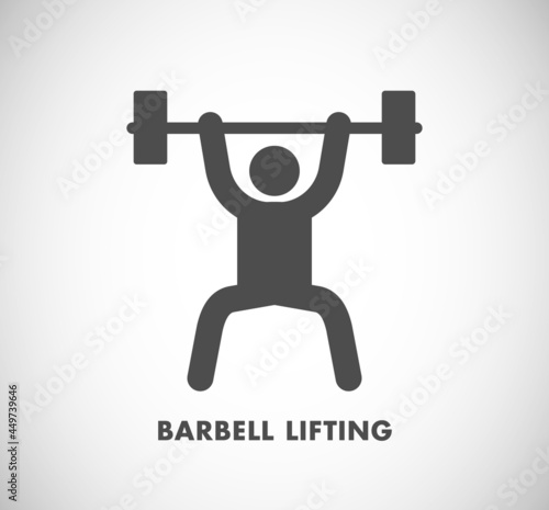 Barbell lifting gym symbol vector icon