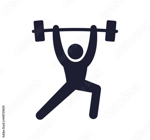 Barbell weightlifting training vector icon