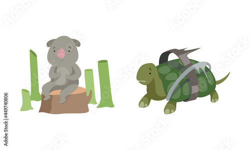 Animal Suffering from Contaminated Nature and Environment Pollution Effect Vector Set