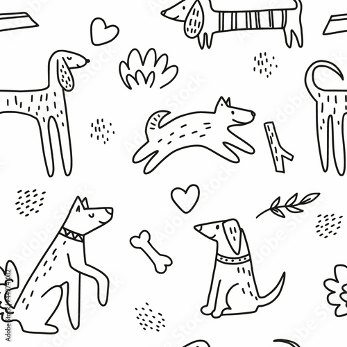 Vector pattern with dogs