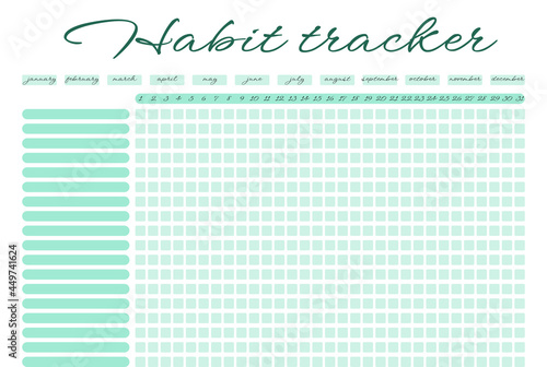 Habit tracker page for planner