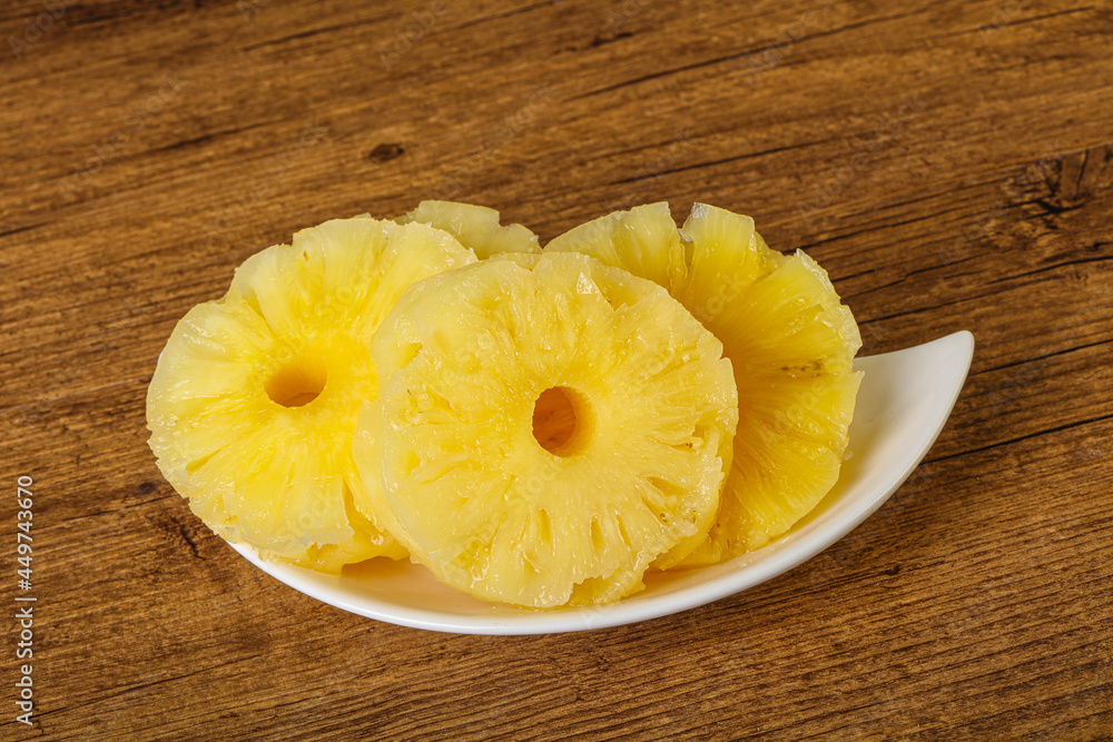Sweet pineapple rings in the bowl Sweet pineapple rings in the bowl