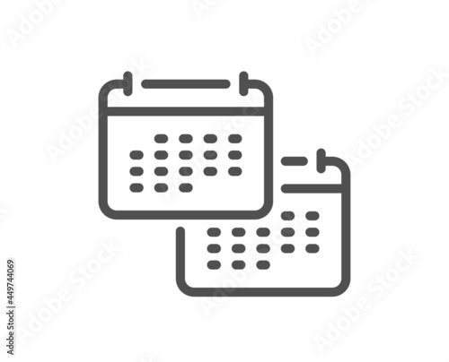 Calendar line icon. Annual planner sign. Change event schedule symbol. Quality design element. Linear style calendar icon. Editable stroke. Vector
