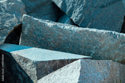 Fototapeta Naklejka Na Ścianę i Meble -  large blocks of granite rocks piled in a heap. High quality photo