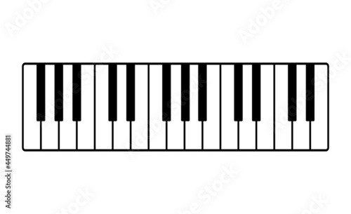 Set of piano keys in illustration, black and white.Vector illustration isolated on white background.