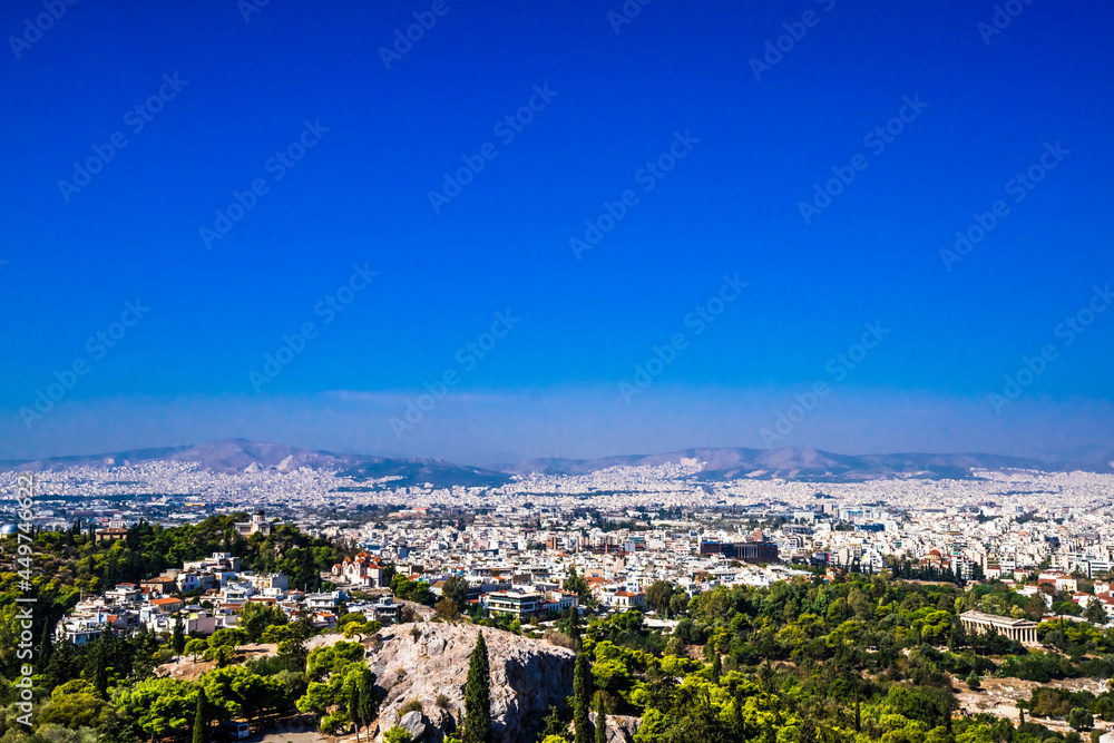 Aerial view on the cityscape of Athens, Greece