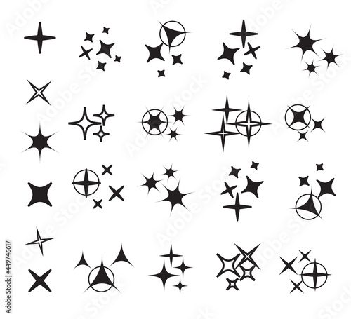 Sparkles line icons. Black sparkles symbols vector