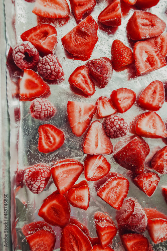 Fresh picked berries frozen for preservation