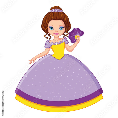 Little princess of violets, vector cartoon illustration