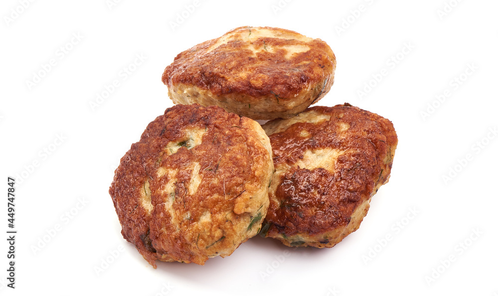Juicy delicious meat cutlets, isolated on white background. Juicy delicious meat cutlets, isolated on white background.