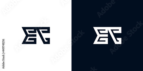 Minimal creative initial letters EC logo.