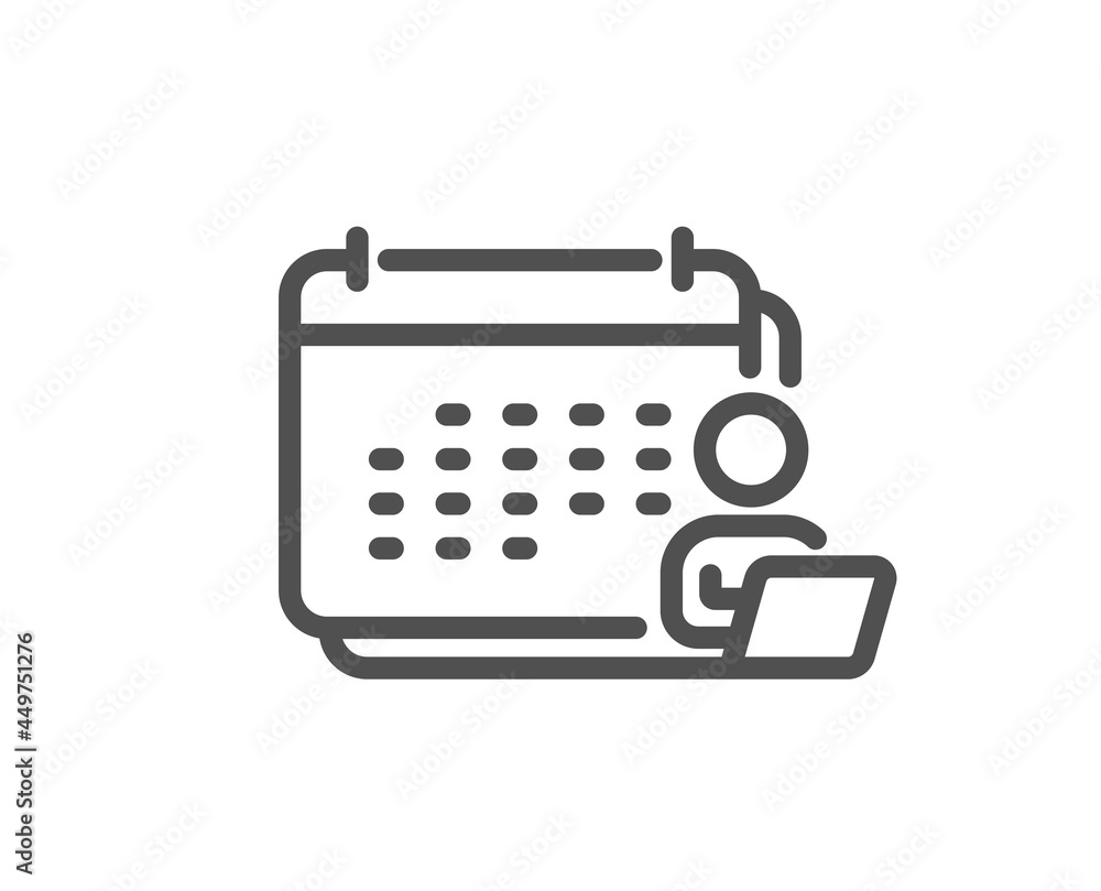 Accounting calendar line icon. Annual report sign. Event planner symbol. Quality design element. Linear style accounting icon. Editable stroke. Vector Accounting calendar line icon. Annual report sign. Event planner symbol. Quality design element. Linear style accounting icon. Editable stroke. Vector