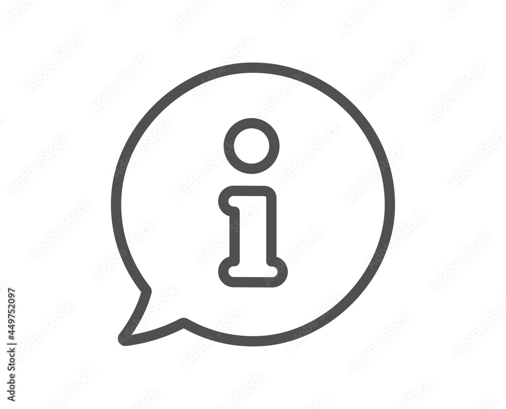 Information line icon. Info speech bubble sign. Help inform symbol. Quality design element. Linear style info icon. Editable stroke. Vector Information line icon. Info speech bubble sign. Help inform symbol. Quality design element. Linear style info icon. Editable stroke. Vector
