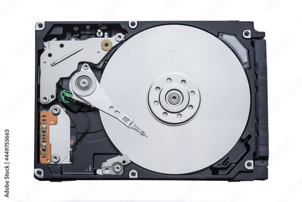 Hard drive HDD isolated on white background, exploded view Hard drive HDD isolated on white background, exploded view