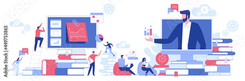 Business process concept. Employees at business meeting with coach