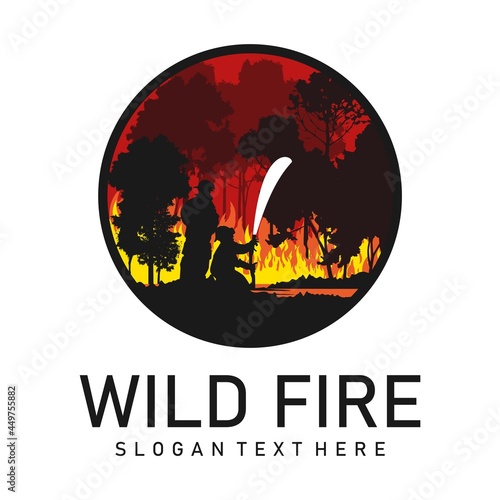 firefighter brand logo design vector
